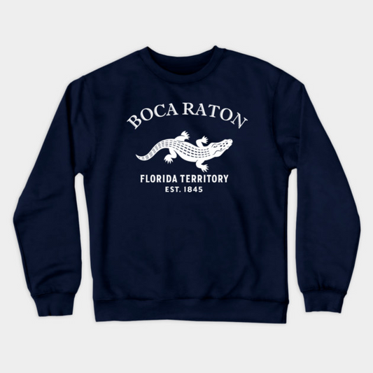 Boca Raton Florida Vintage Retro Crewneck Sweatshirt - White Logo - Various Colors