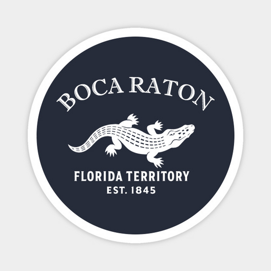 Boca Raton Florida Vintage Retro Magnet - White Logo