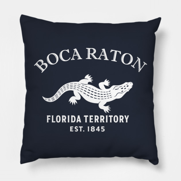Boca Raton Florida Vintage Retro Throw-Pillow - White Logo