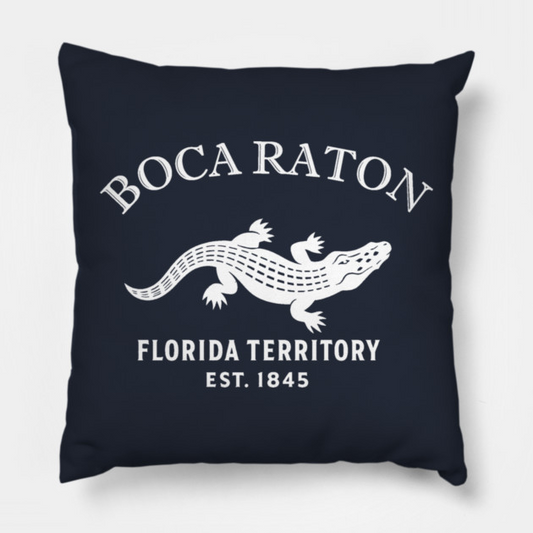 Boca Raton Florida Vintage Retro Throw-Pillow - White Logo