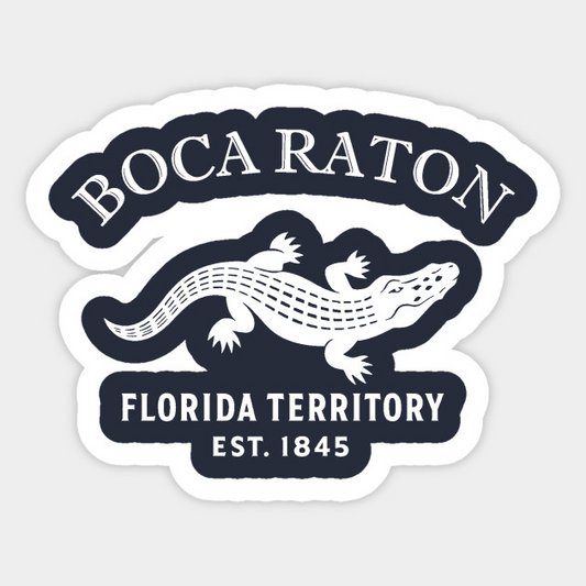 Boca Raton Florida Vintage Retro Sticker - White Logo