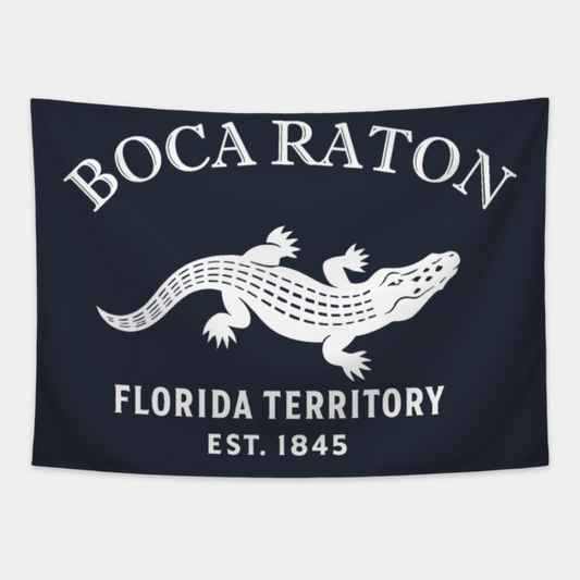 Boca Raton Florida Vintage Retro Tapestry - White Logo