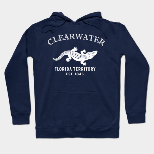 Clearwater Florida Vintage Retro Hoodie - White Logo - Various Colors