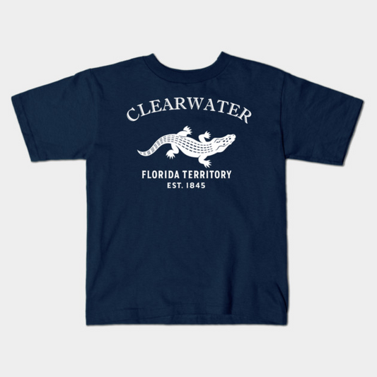Clearwater Florida Vintage Retro Kids T-Shirt - White Logo - Various Colors