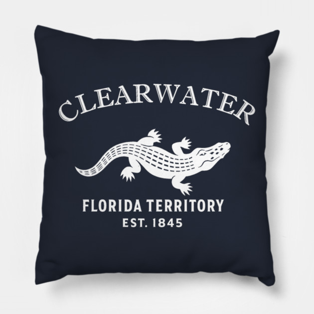 Clearwater Florida Vintage Retro Throw-Pillow - White Logo