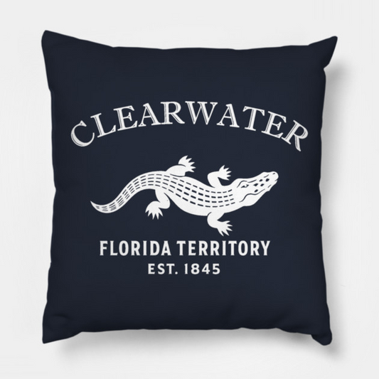 Clearwater Florida Vintage Retro Throw-Pillow - White Logo