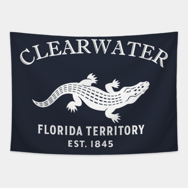 Clearwater Florida Vintage Retro Tapestry - White Logo