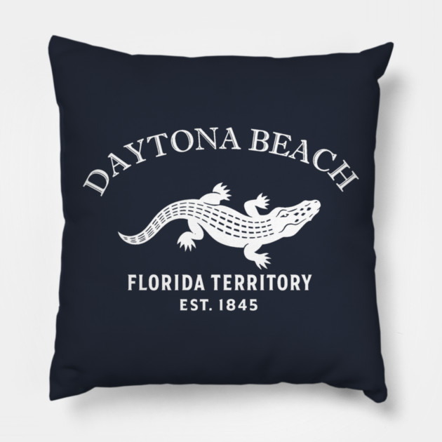 Daytona Florida Vintage Retro Throw-Pillow - White Logo