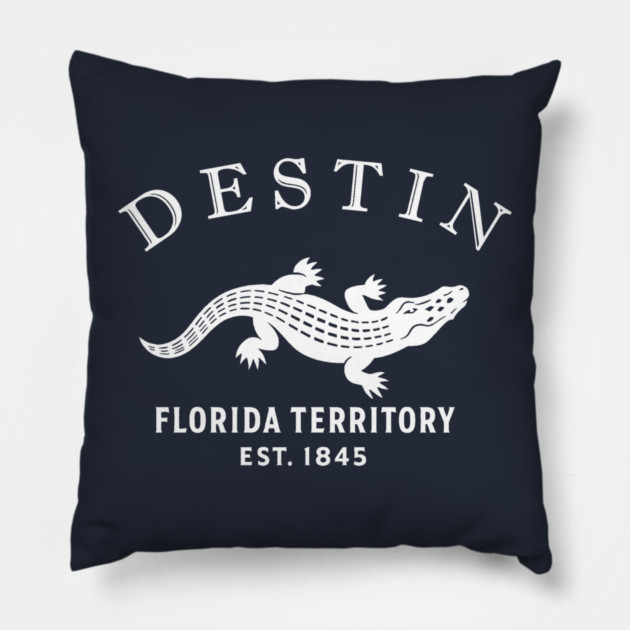 Destin Florida Vintage Retro Throw-Pillow - White Logo