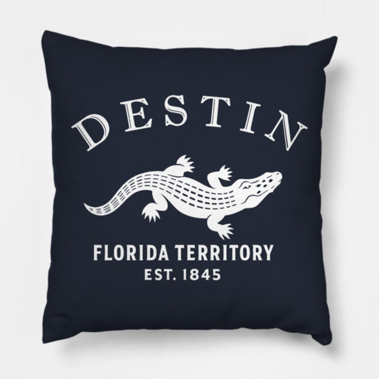 Destin Florida Vintage Retro Throw-Pillow - White Logo