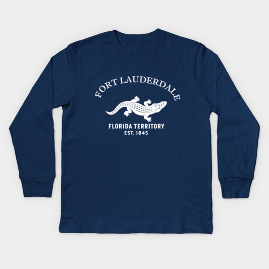 Fort Myers Florida Vintage Retro Kids Long-Sleeve T-Shirt - White Logo - Various Colors