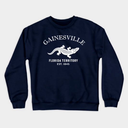 Gainesville Florida Vintage Retro Crewneck Sweatshirt - White Logo - Various Colors