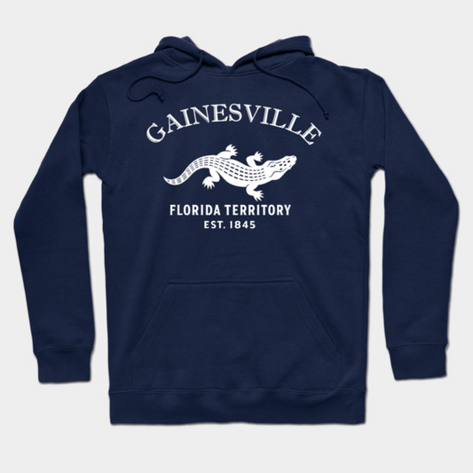 Gainesville Florida Vintage Retro Hoodie - White Logo - Various Colors
