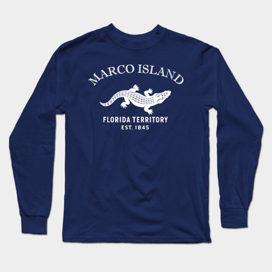 Marco Florida Vintage Retro Adult Long-Sleeve T-Shirt - White Logo - Various Colors