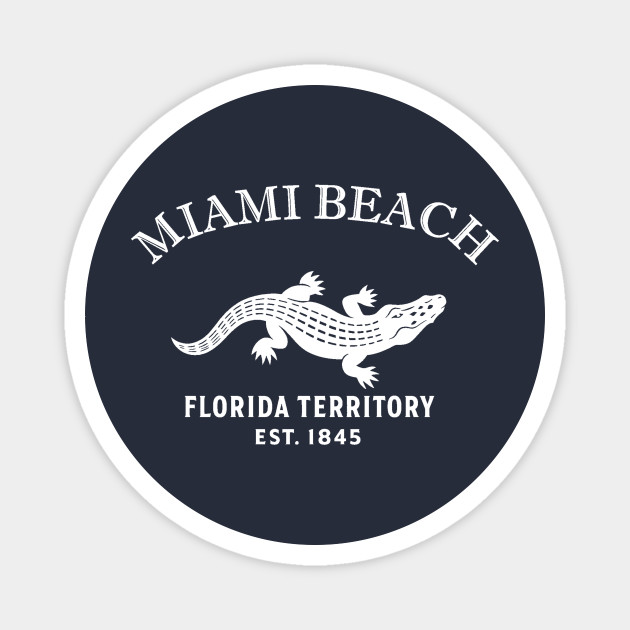 Miami Beach Florida Vintage Retro Magnet - White Logo
