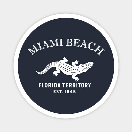 Miami Beach Florida Vintage Retro Magnet - White Logo