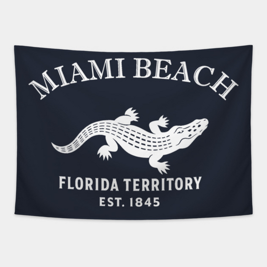 Miami Beach Florida Vintage Retro Tapestry - White Logo