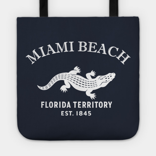 Miami Beach Florida Vintage Retro Tote - White Logo