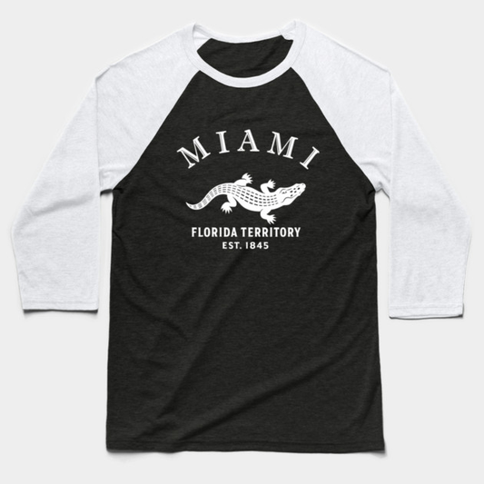 Miami Florida Vintage Retro Baseball Tee - White Logo - Various Colors