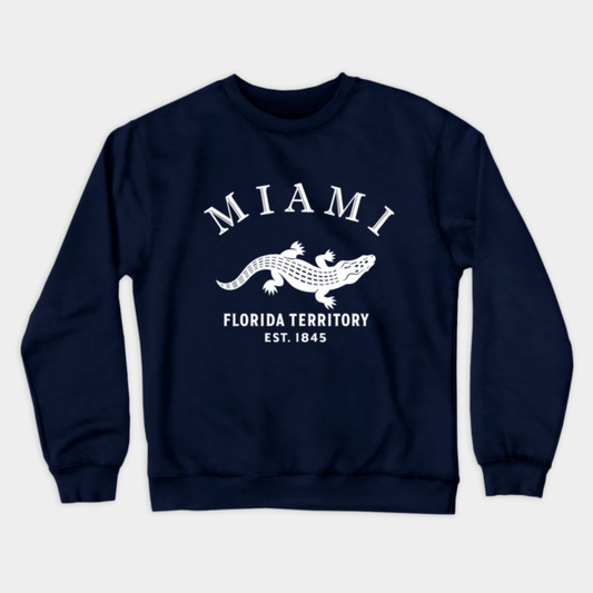 Miami Florida Vintage Retro Crewneck Sweatshirt - White Logo - Various Colors