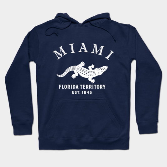 Miami Florida Vintage Retro Hoodie - White Logo - Various Colors