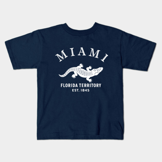 Miami Florida Vintage Retro Kids T-Shirt - White Logo - Various Colors