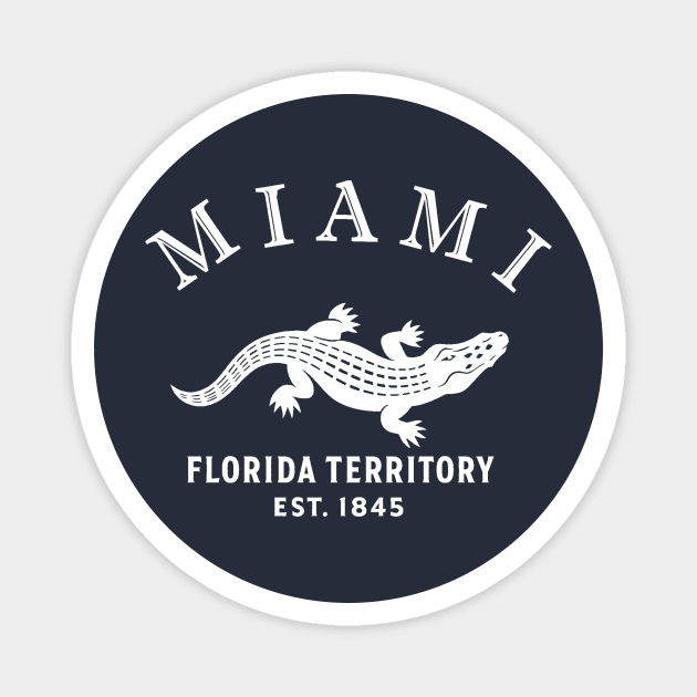 Miami Florida Vintage Retro Magnet - White Logo