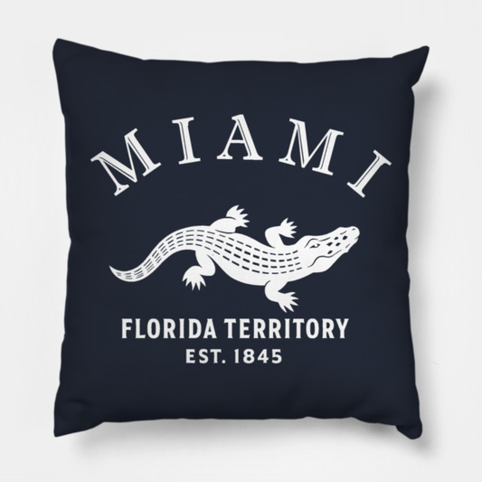 Miami Florida Vintage Retro Throw-Pillow - White Logo