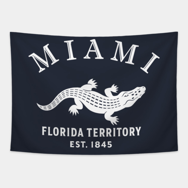 Miami Florida Vintage Retro Tapestry - White Logo