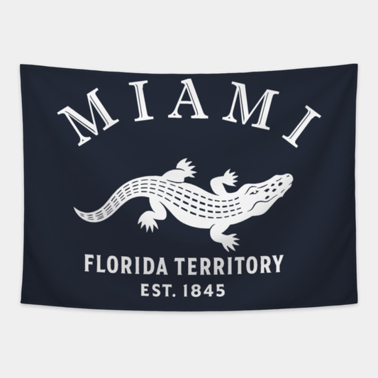 Miami Florida Vintage Retro Tapestry - White Logo