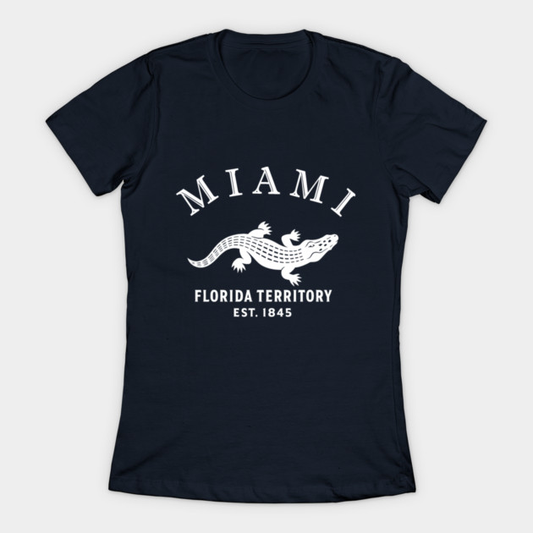 Miami Florida Vintage Retro Women's T-Shirt - White Logo - Various Colors