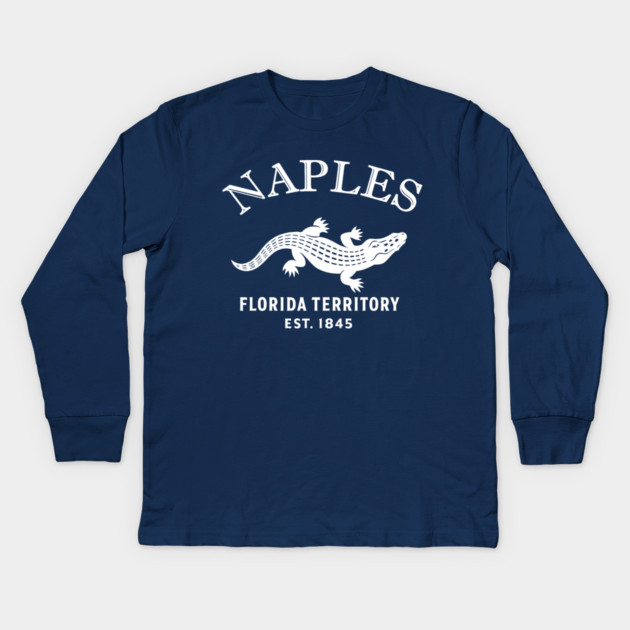 Naples Florida Vintage Retro Kids Long-Sleeve T-Shirt - White Logo - Various Colors