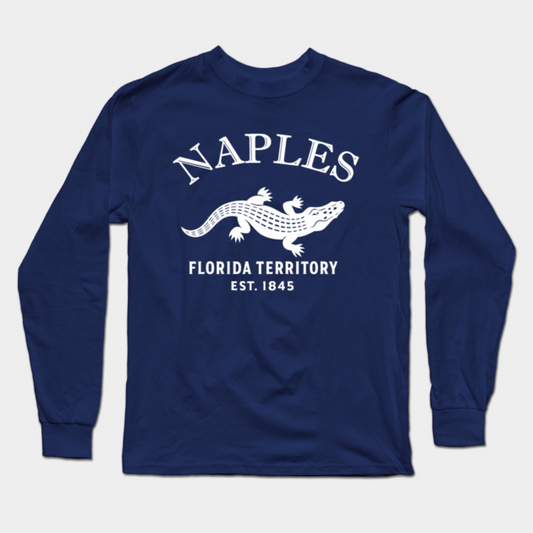 Naples Florida Vintage Retro Adult Long-Sleeve T-Shirt - White Logo - Various Colors