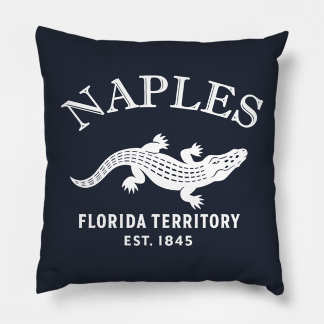 Naples Florida Vintage Retro Throw-Pillow - White Logo