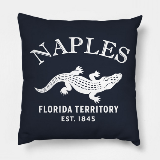 Naples Florida Vintage Retro Throw-Pillow - White Logo