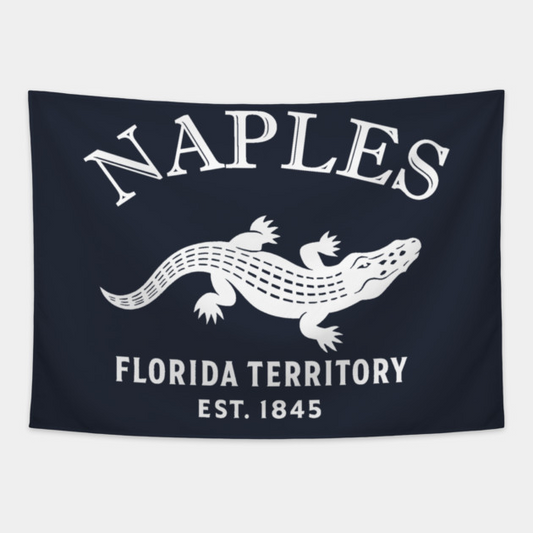 Naples Florida Vintage Retro Tapestry - White Logo