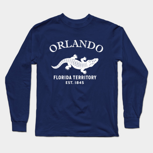 Orlando Florida Vintage Retro Adult Long-Sleeve T-Shirt - White Logo - Various Colors