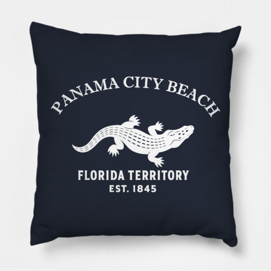 Panama Florida Vintage Retro Throw-Pillow - White Logo