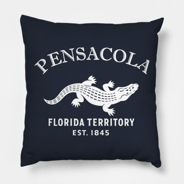 Pensacola Florida Vintage Retro Throw-Pillow - White Logo