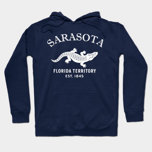 Sarasota Florida Vintage Retro Hoodie - White Logo - Various Colors