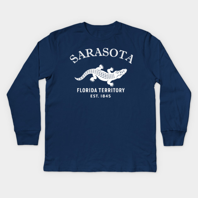 Sarasota Florida Vintage Retro Kids Long-Sleeve T-Shirt - White Logo - Various Colors