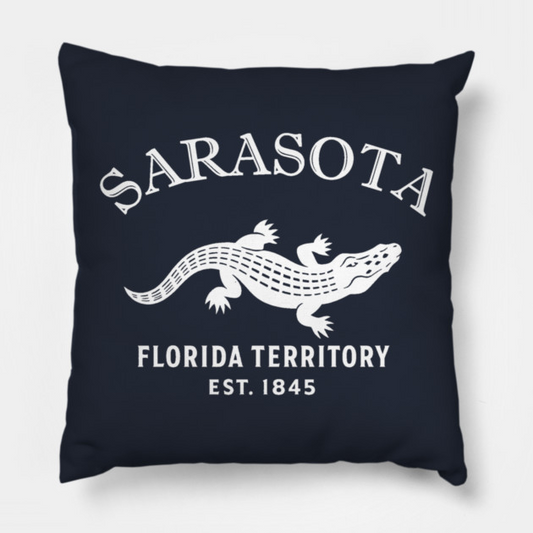 Sarasota Florida Vintage Retro Throw-Pillow - White Logo