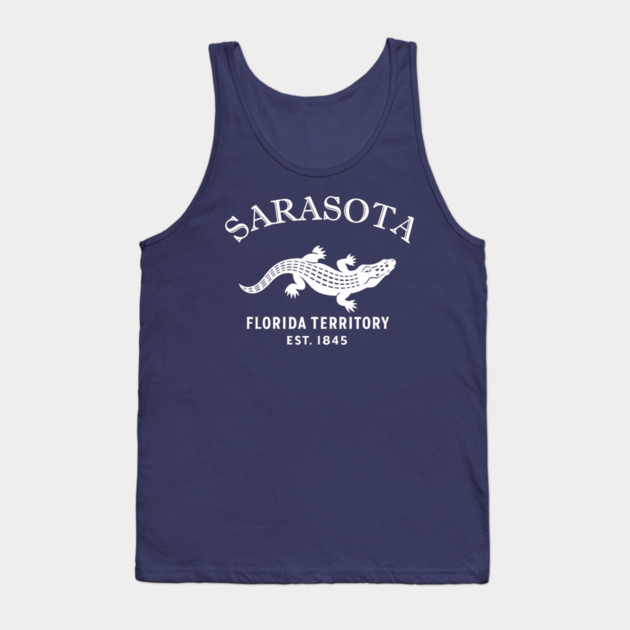 Sarasota Florida Vintage Retro Tank-Top - White Logo - Various Colors