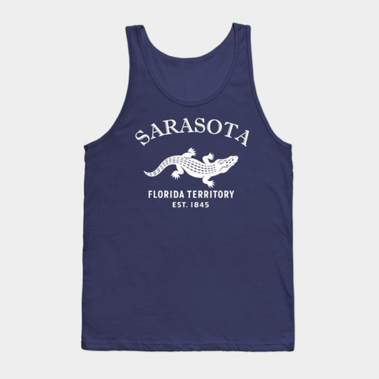 Sarasota Florida Vintage Retro Tank-Top - White Logo - Various Colors