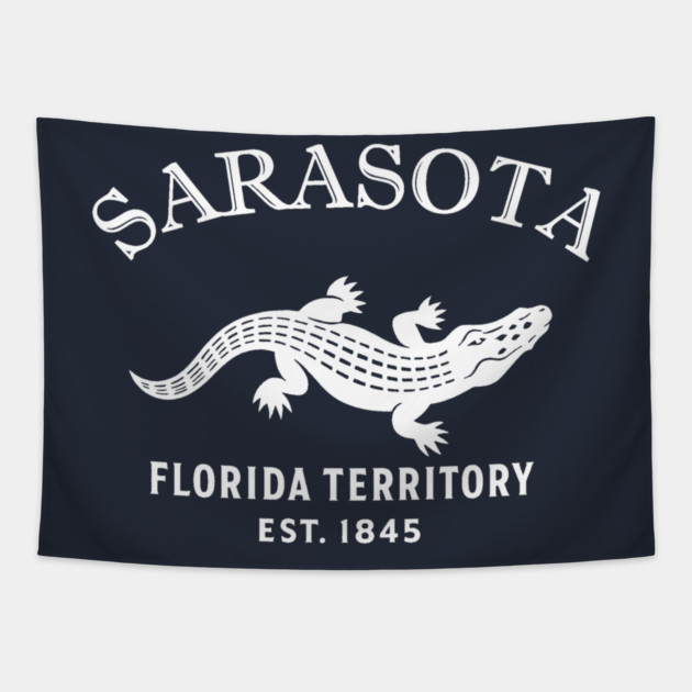Sarasota Florida Vintage Retro Tapestry - White Logo