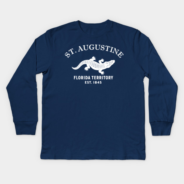 St. Augustine Florida Vintage Retro Kids Long-Sleeve T-Shirt - White Logo - Various Colors
