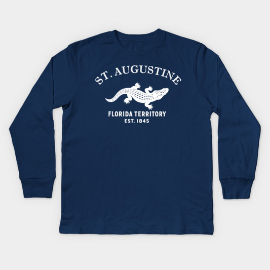 St. Augustine Florida Vintage Retro Kids Long-Sleeve T-Shirt - White Logo - Various Colors