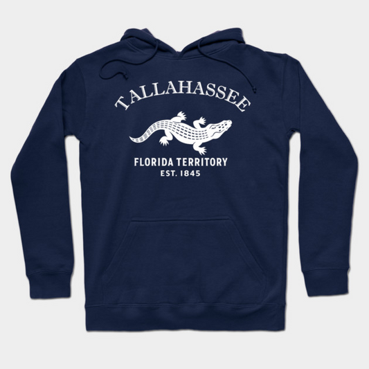 Tallahassee Florida Vintage Retro Hoodie - White Logo - Various Colors
