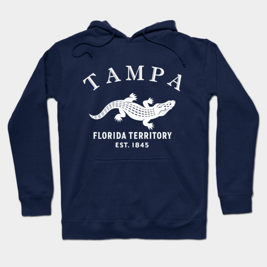 Tampa Florida Vintage Retro Hoodie - White Logo - Various Colors