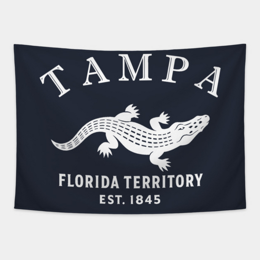 Tampa Florida Vintage Retro Tapestry - White Logo